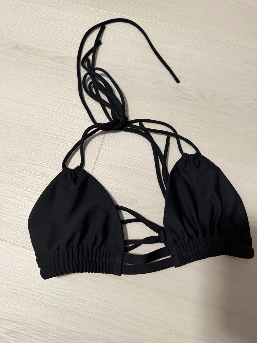 Montce Black Strappy Triangle Bikini Top